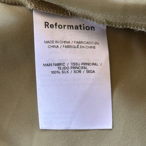 Reformation Maysen Silk Formal Maxi Dress Olive Oil Green NWT - Picture 9 of 10